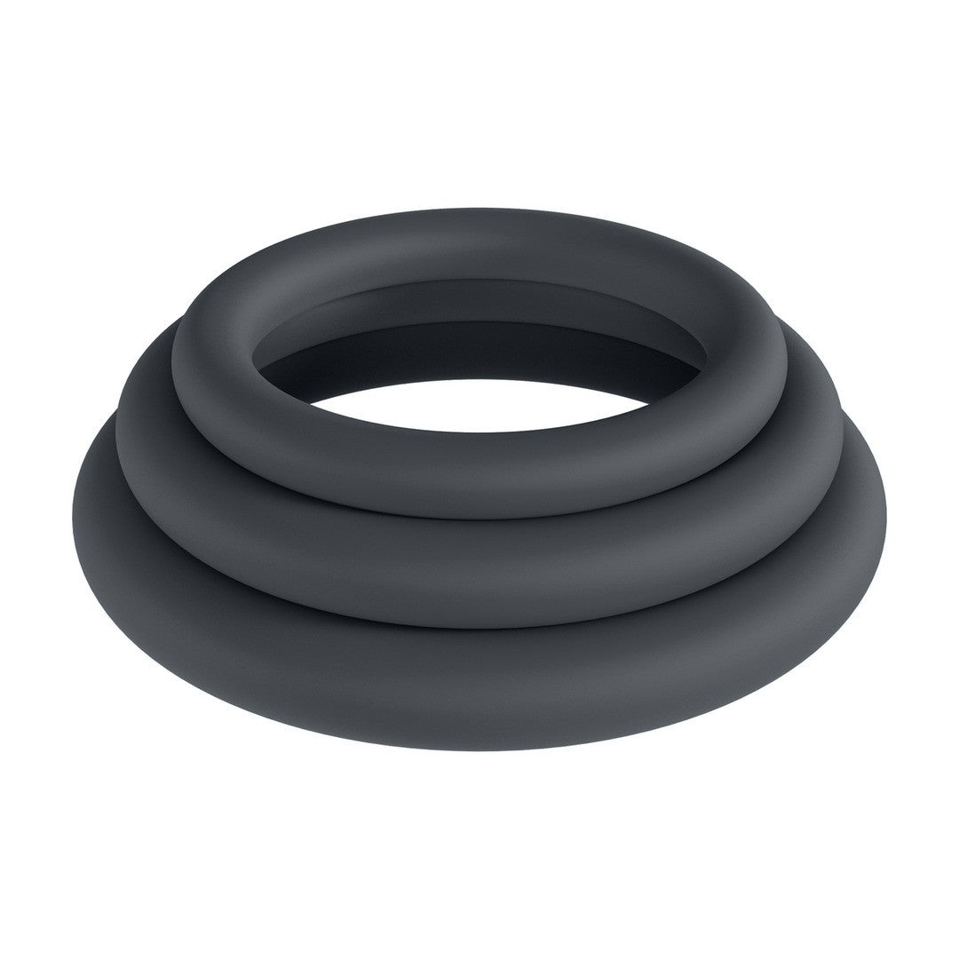 CONJUNTO DE 3 ANILLOS CLÁSICOS PARA EL PENE L/XL/XXL NEGRO LEVELZ