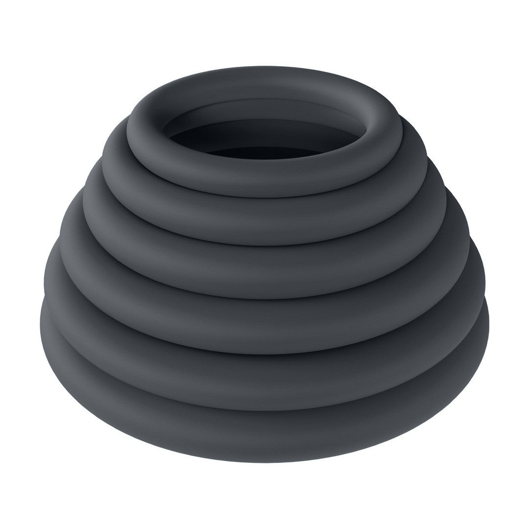 CONJUNTO DE 6 ANILLOS CLÁSICOS NEGRO LEVELZ