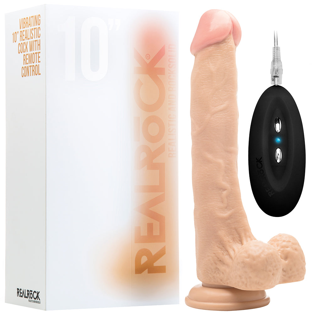 VIBRADOR REALISTA CON TESTÍCULOS REALROCK 10? BLANCO