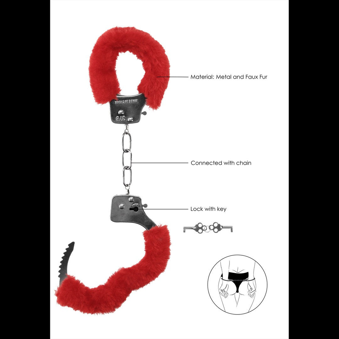 ESPOSAS CON PELUCHE PLEASURE FURRY HANDCUFFS ROJAS