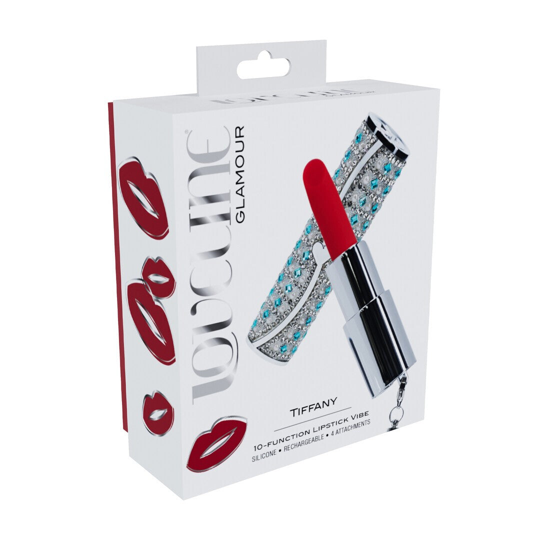VIBRADOR CON 4 ACCESORIOS TIFFANY LIPSTICK AZUL LOVELINE