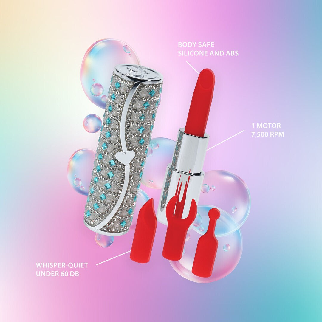 VIBRADOR CON 4 ACCESORIOS TIFFANY LIPSTICK AZUL LOVELINE