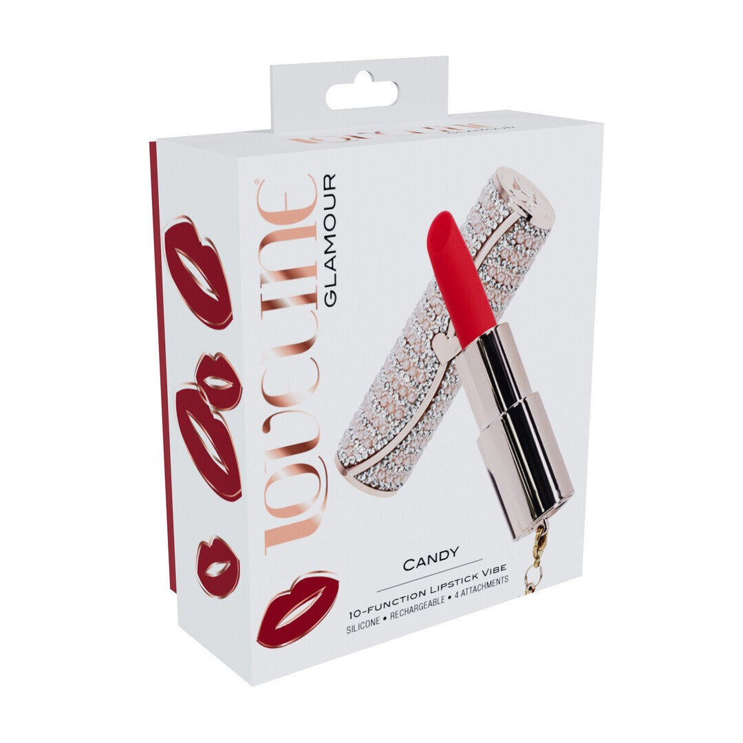 VIBRADOR CON 4 ACCESORIOS CANDY LIPSTICK ROSA LOVELINE