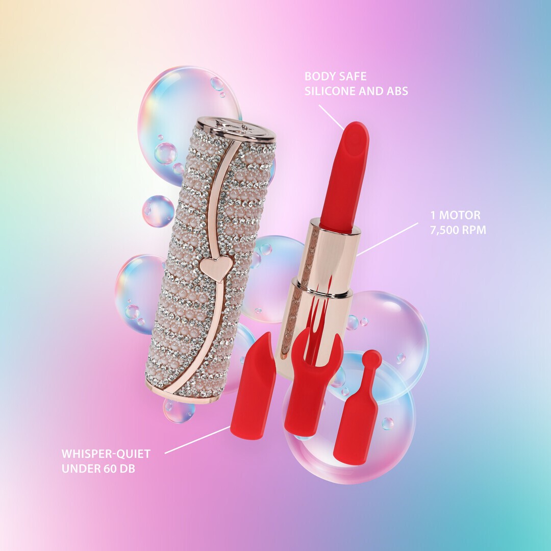 VIBRADOR CON 4 ACCESORIOS CANDY LIPSTICK ROSA LOVELINE