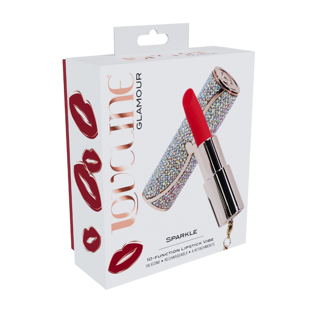 VIBRADOR CON 4 ACCESORIOS SPARKLE LIPSTICK IRIDESCENT LOVELINE