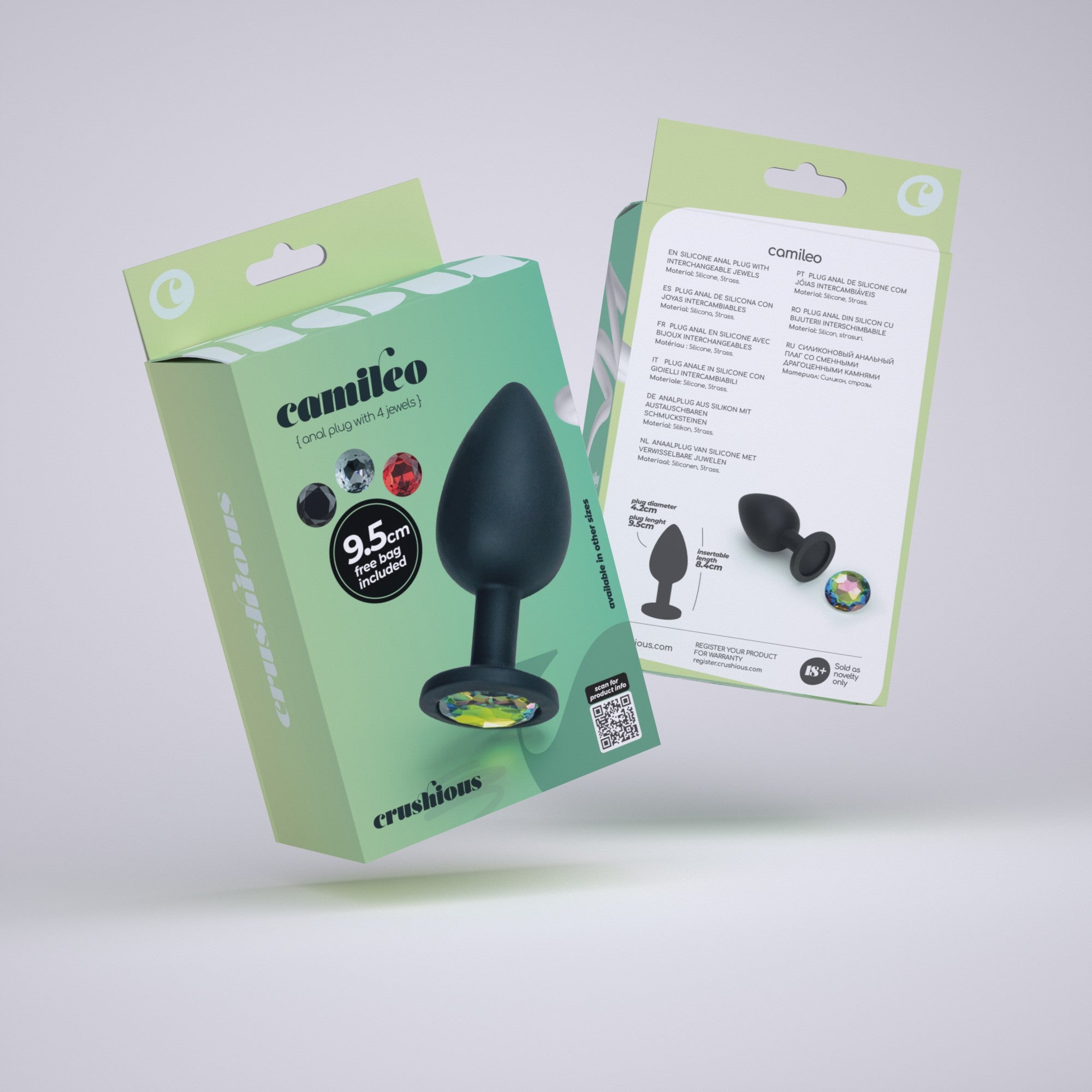 CAMILEO PLUG ANAL GRANDE CON 4 JOYAS INTERCAMBIABLES CRUSHIOUS