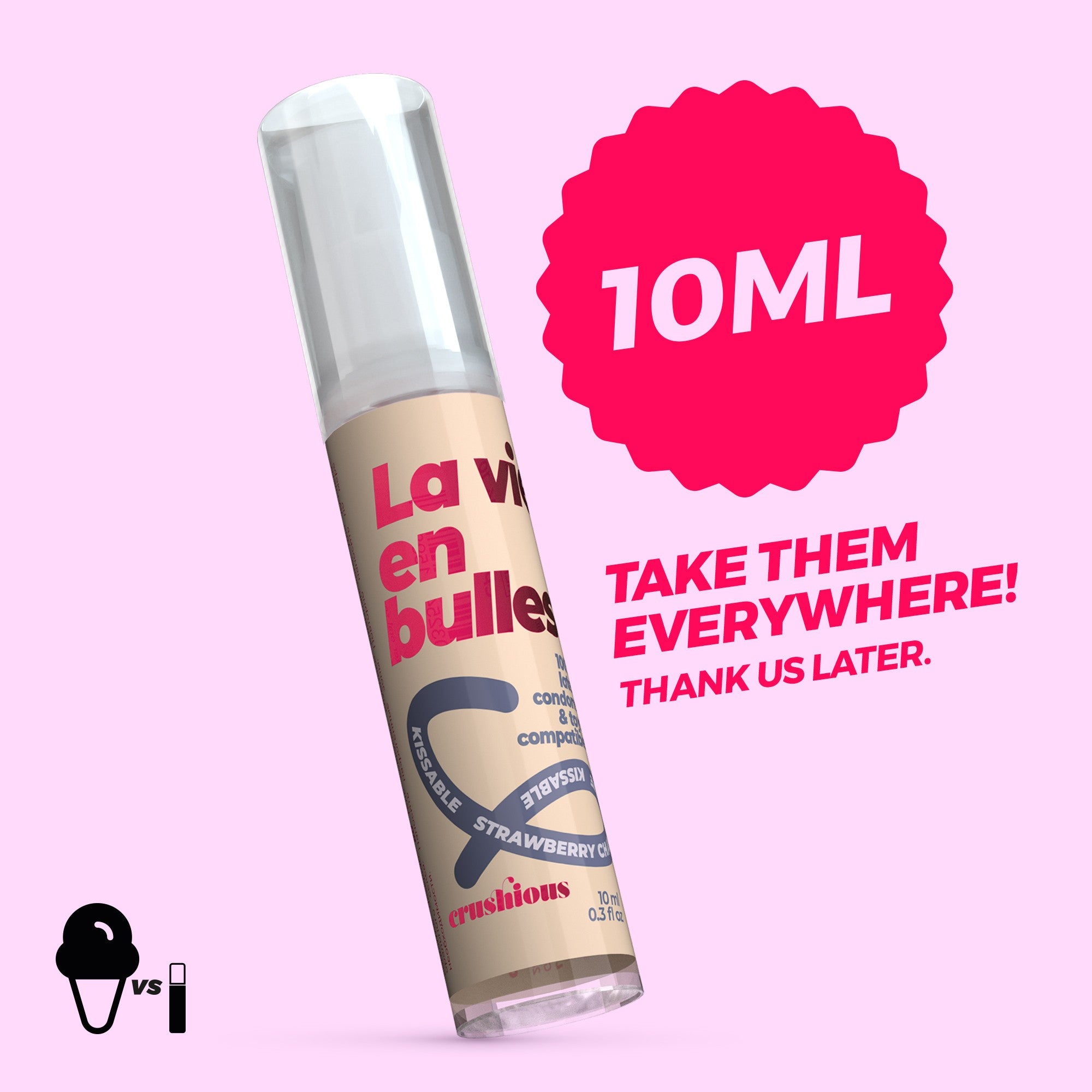 GEL LUBRICANTE STEAL MY KISSES DE SABOR FRESA Y CHAMPÁN CRUSHIOUS 10ML