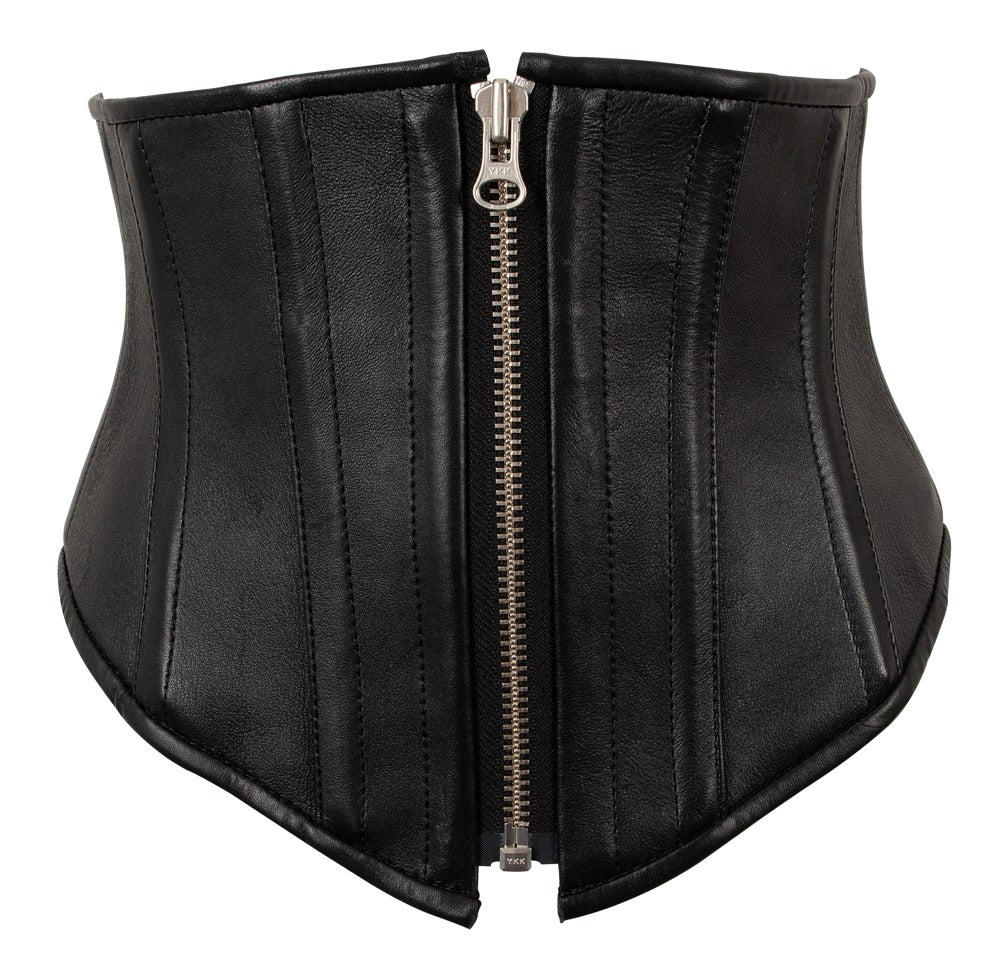 Corsé de Cuero Napa Zado 51 cm - Cintura con Cremallera y Cordón