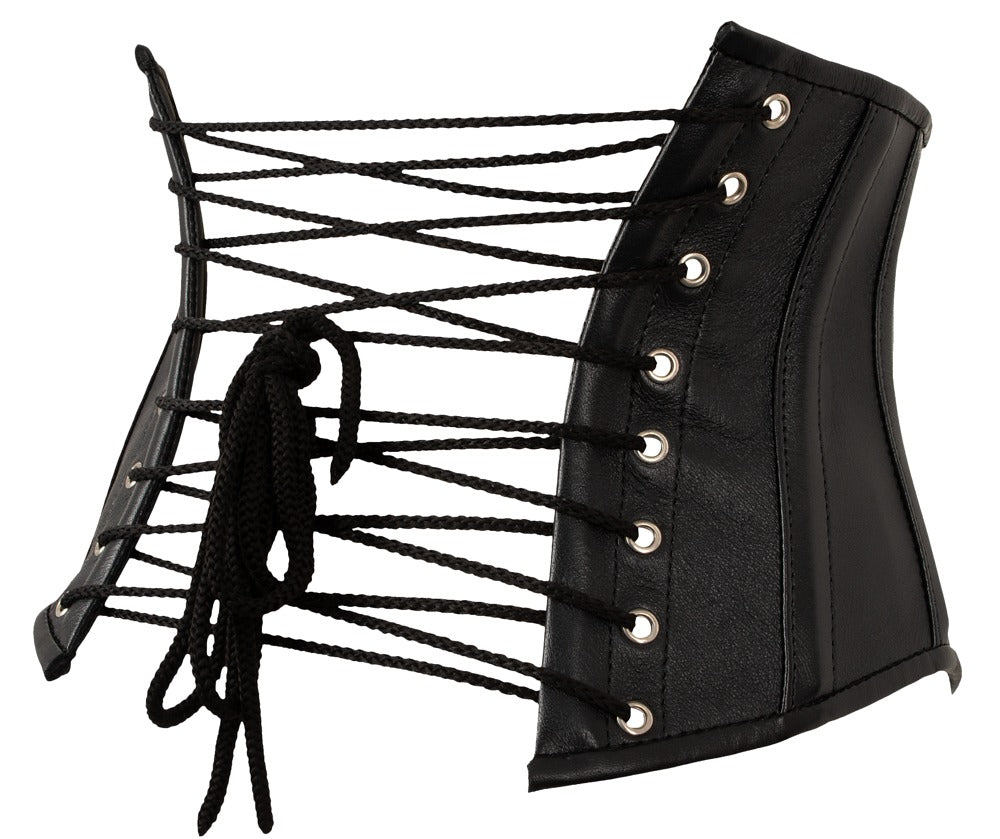 Corsé de Cuero Napa Zado 86 cm - Cierre Frontal y Cordones