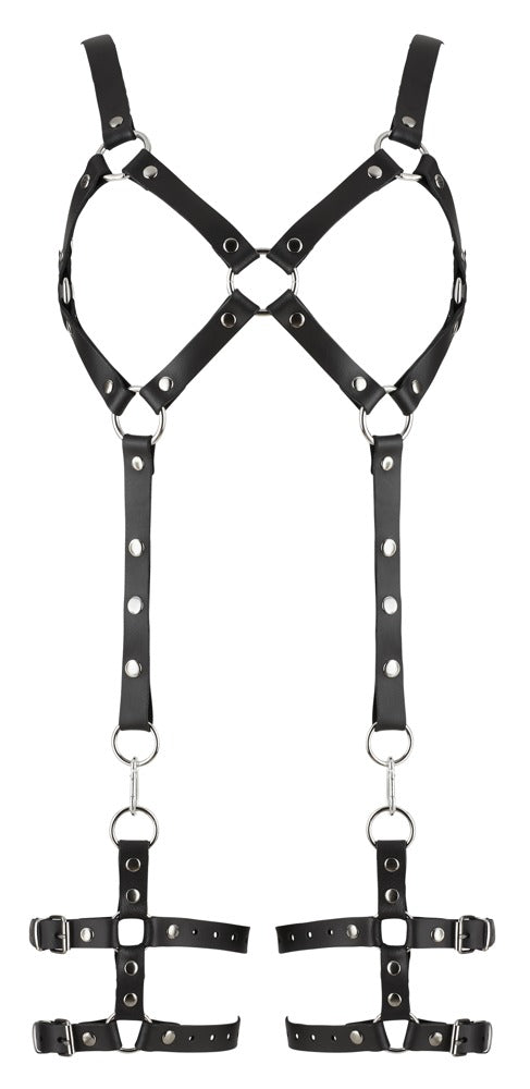 Leather Harness S/M ZADO - Arnés de Cuero con Puños Desmontables