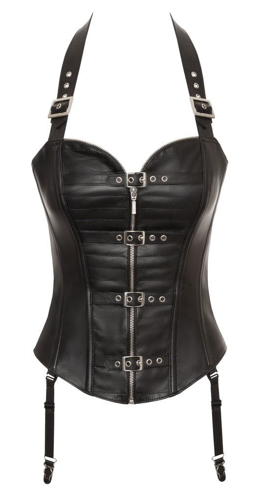 Corsé de Cuero Napa Zado L - Diseño Rockero con Cremallera