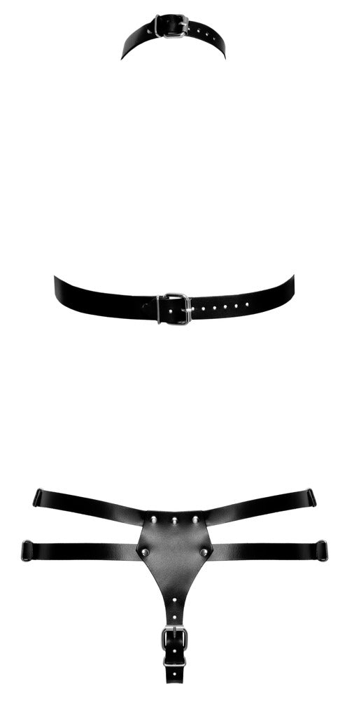 Leather Harness Set S/M Zado - Arnés de Cuero de Búfalo Ajustable