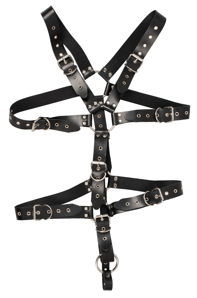 Arnés de Cuero para Hombre S-L Zado con Tachuelas y Anillos