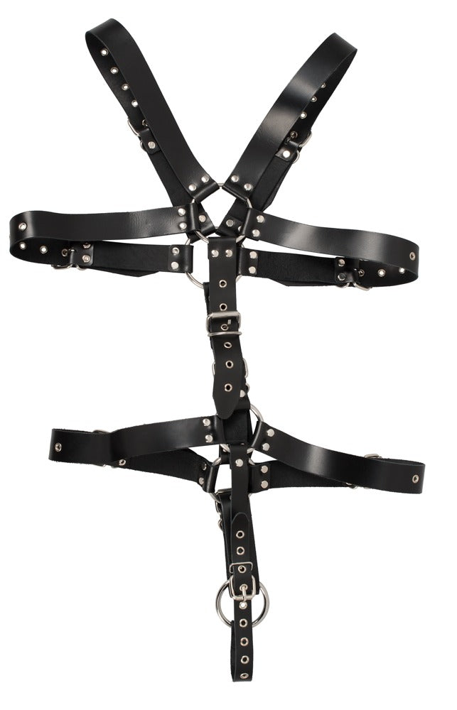 Arnés de Cuero para Hombre S-L Zado con Tachuelas y Anillos