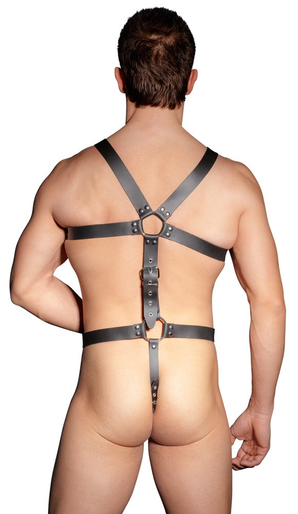 Arnés de Cuero para Hombre S-L Zado con Tachuelas y Anillos