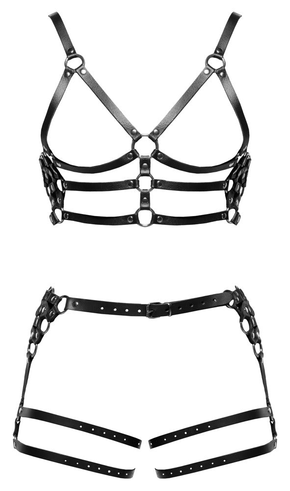 Leather Harness Set M/L Zado - Arnés de Cuero Negro Ajustable
