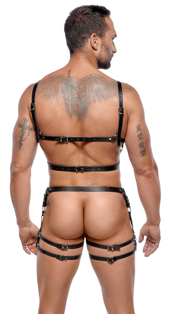 Leather Harness Set M/L Zado - Arnés de Cuero Negro Ajustable
