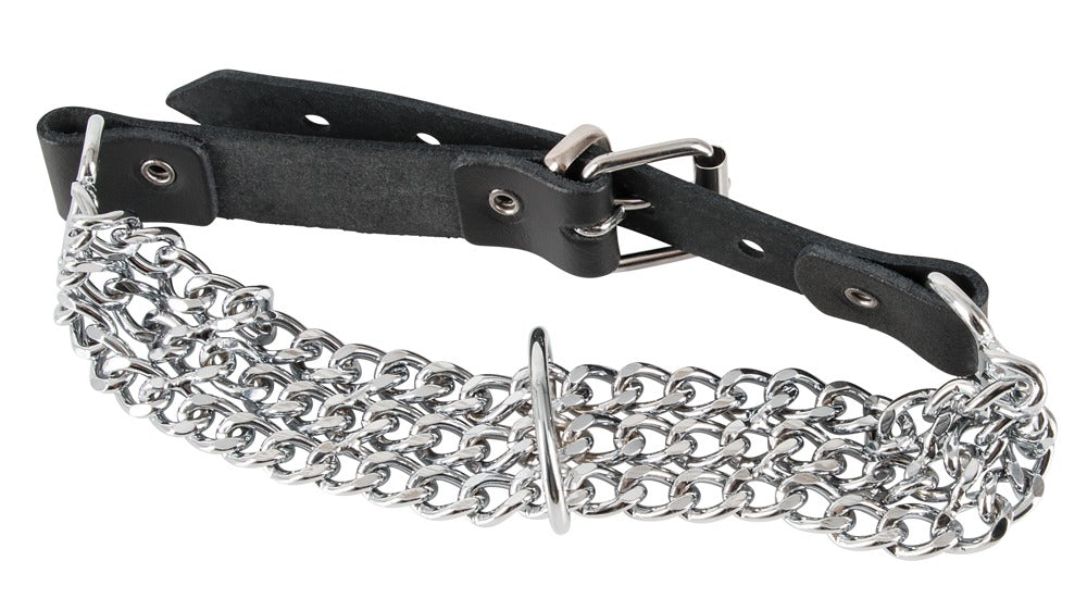 Collar de Cuero ZADO con Cadenas Metálicas Ajustable