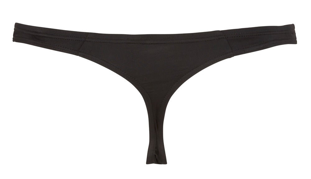 Men's String S Svenjoyment - Tanga Negro Elástico con Aberturas