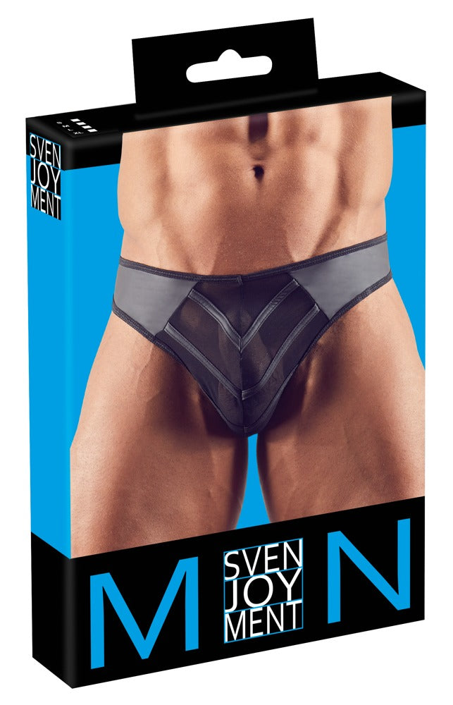 Men's String L Svenjoyment - Tanga Negro Powernet Brillo Mate
