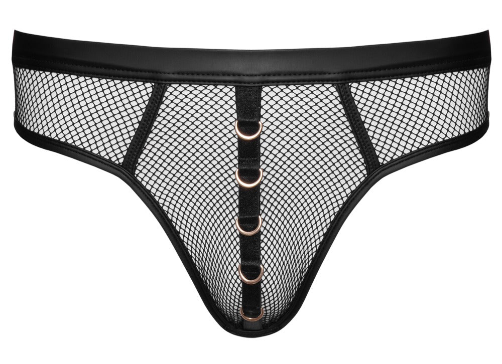 M. Thong Net M Svenjoyment - Tanga de Malla Negra con Efecto Mojado