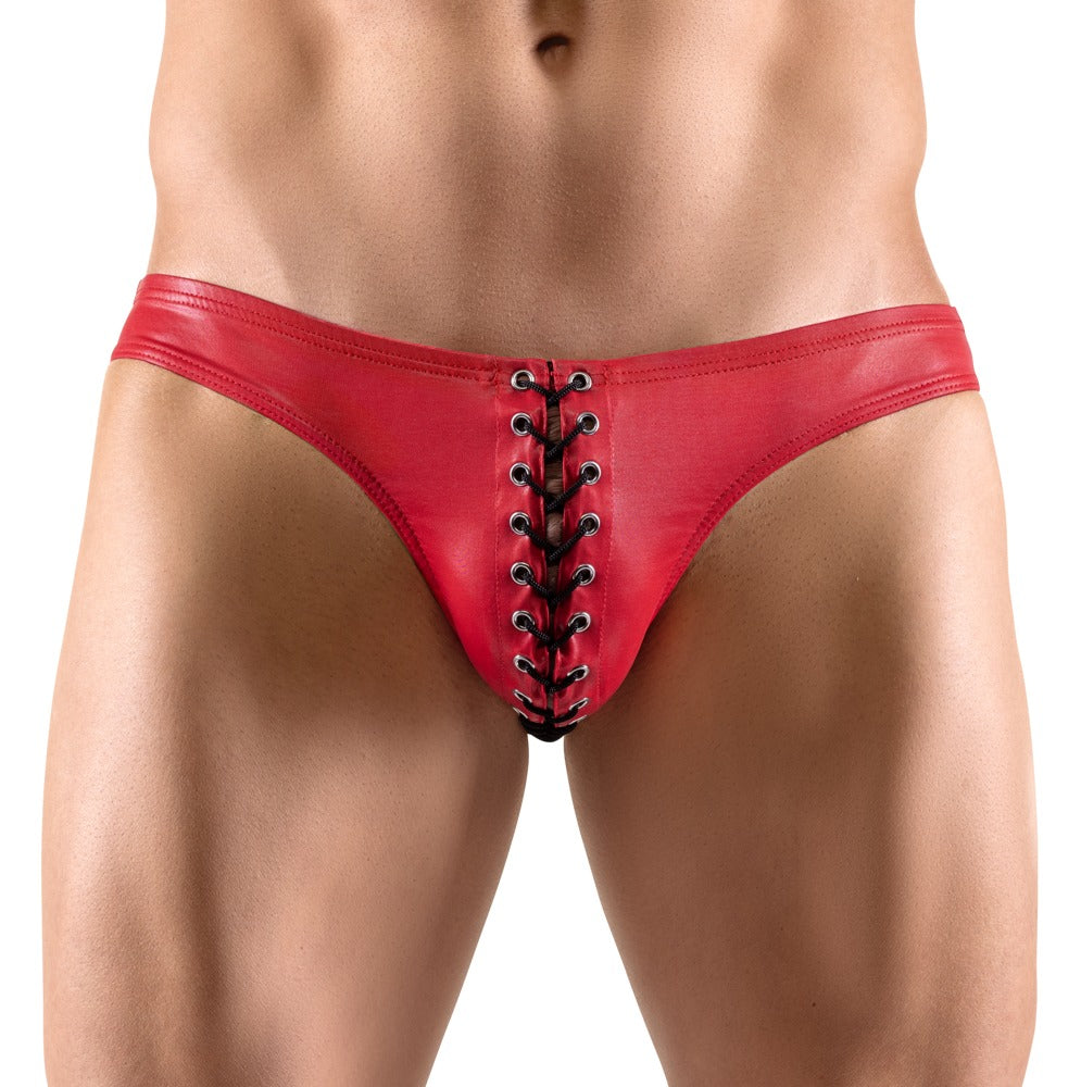 Slip Svenjoyment Rojo Brillante con Cordón Decorativo - Talla M
