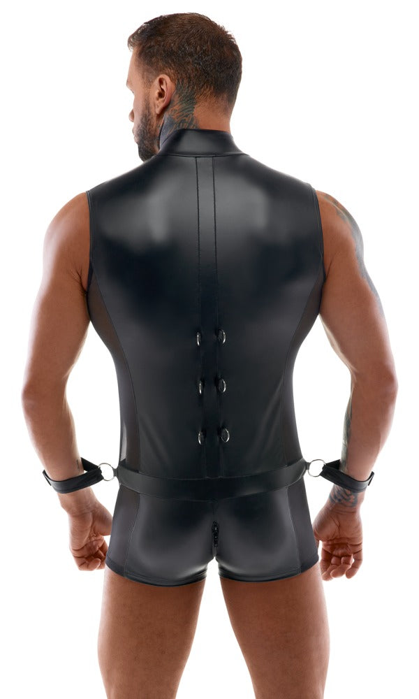 Mono BDSM sin mangas con esposas ajustables Svenjoyment