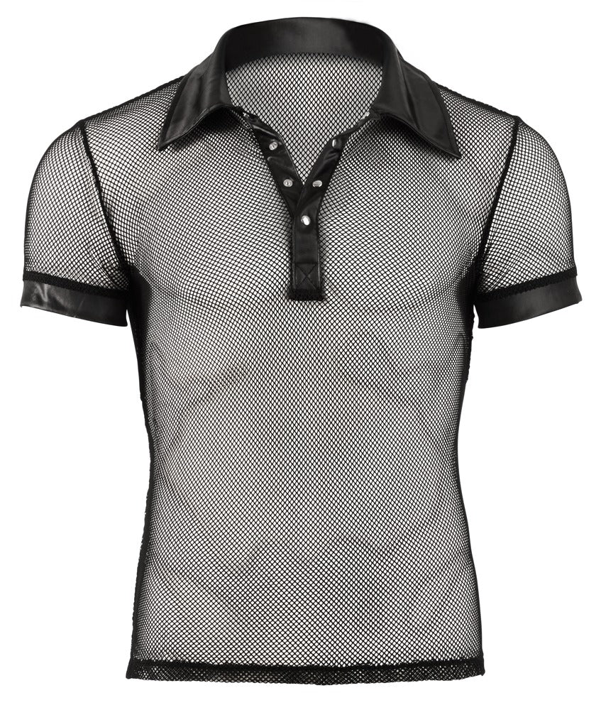 Camisa Masculina Svenjoyment con Cuello Polo y Detalles en Red