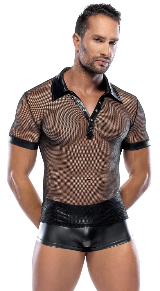 Camisa Masculina Svenjoyment con Cuello Polo y Detalles en Red