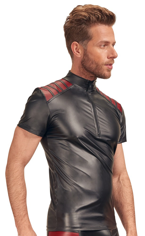 Camiseta Nek Negra y Roja con Cremallera - Talla S