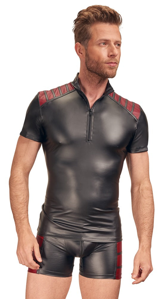 Camiseta Nek Negra y Roja Talla M - Diseño Moderno con Cremallera
