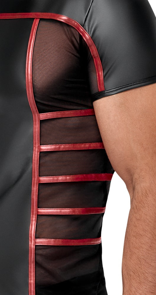 Camiseta Corta NEK Black/Red - Diseño Moderno con Detalles en Malla