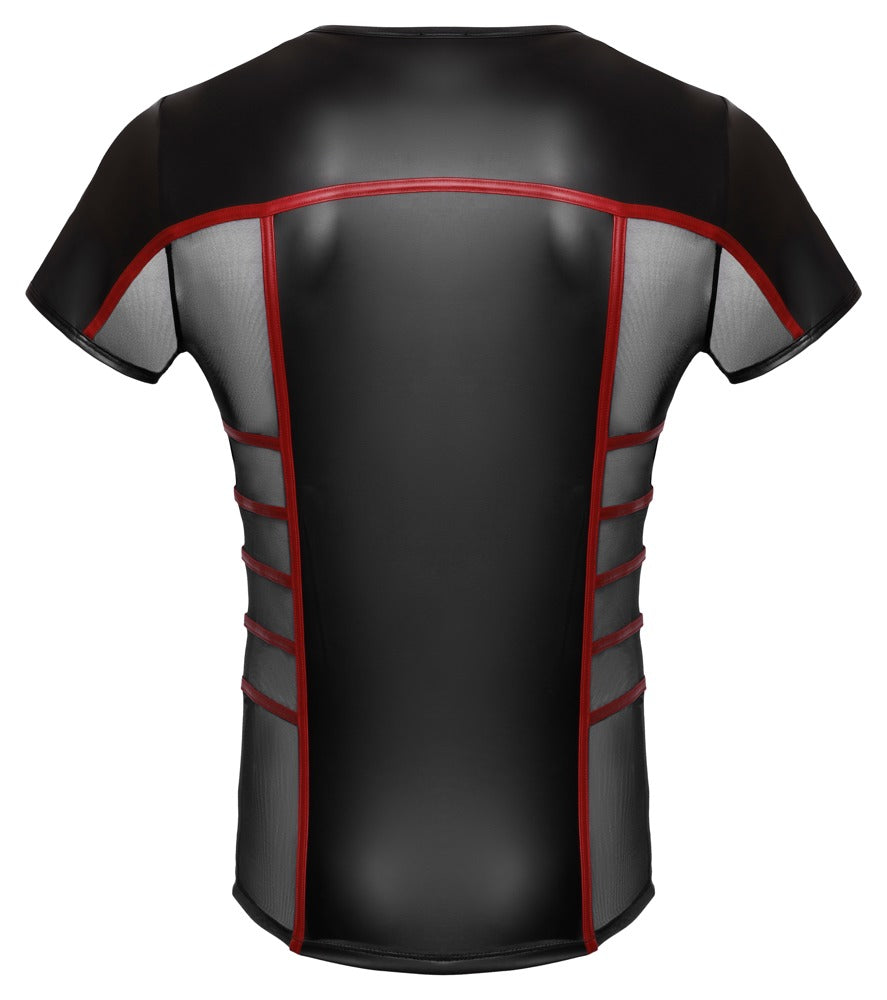 Camiseta Corta NEK Negro y Rojo 2XL - Diseño Ajustado con Detalles en Malla