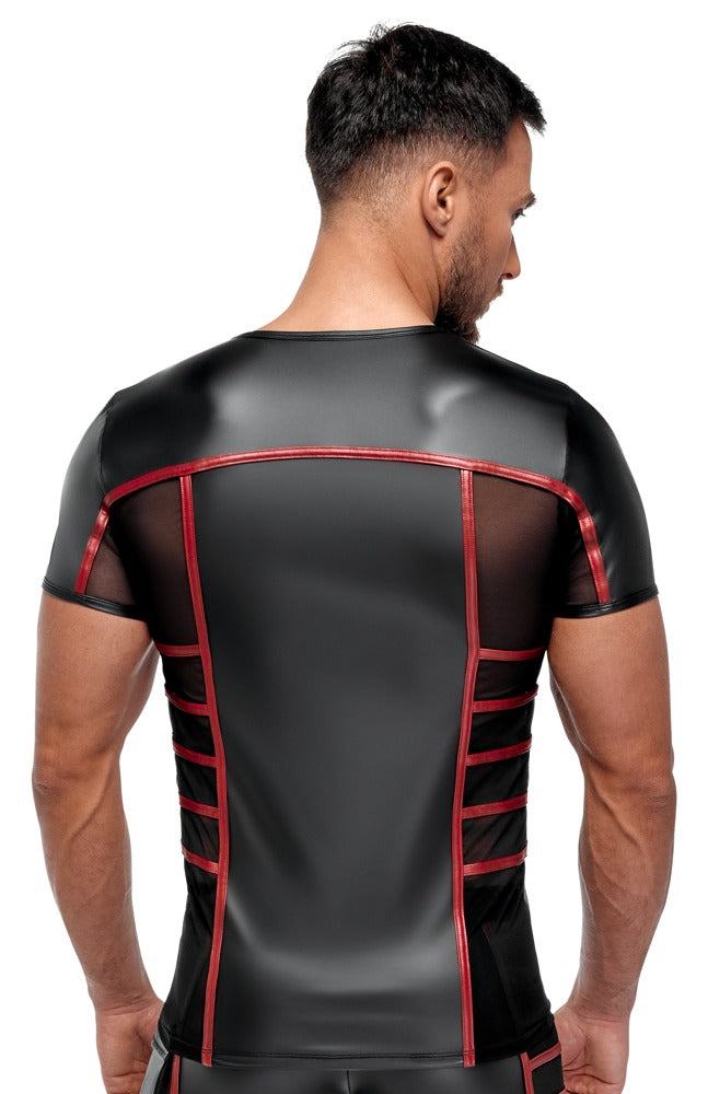 Camiseta Corta NEK Black/Red XL - Diseño Ajustado con Detalles en Malla