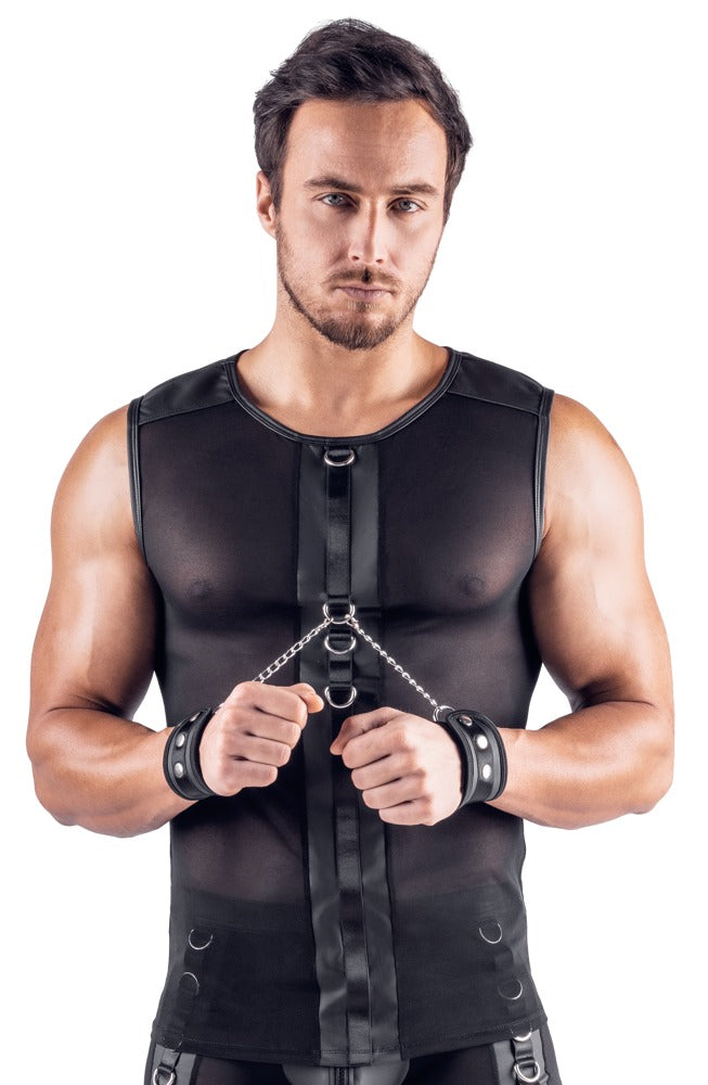 Camiseta de Malla Negra con Esposas Svenjoyment