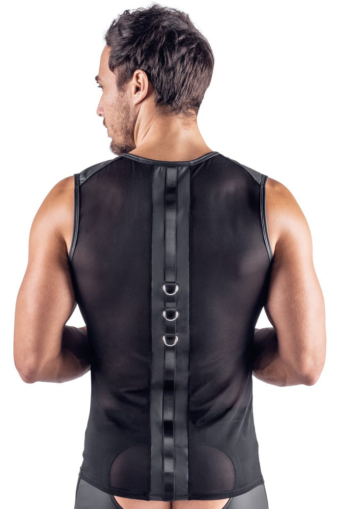 Camiseta Negra de Malla con Esposas Svenjoyment - Talla L