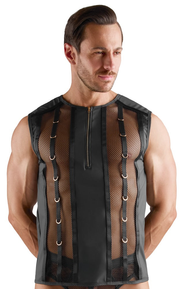Camiseta de Malla Negra Svenjoyment 3XL con Efecto Mojado y Cremallera