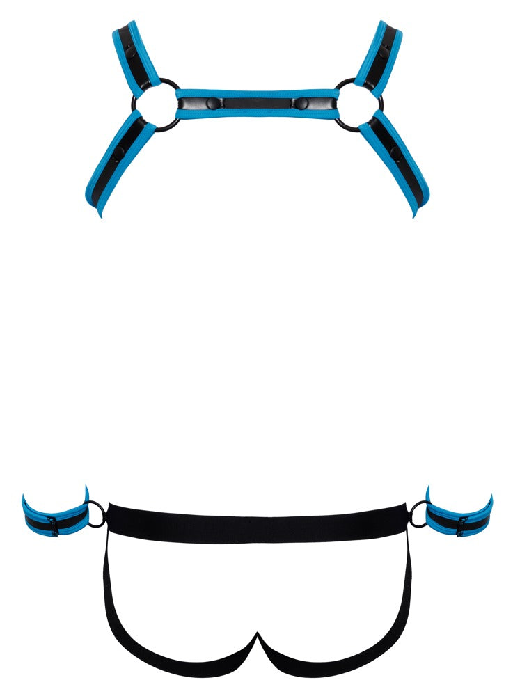 Jock Set Neopreno Negro/Azul XL - Arnés BDSM Svenjoyment