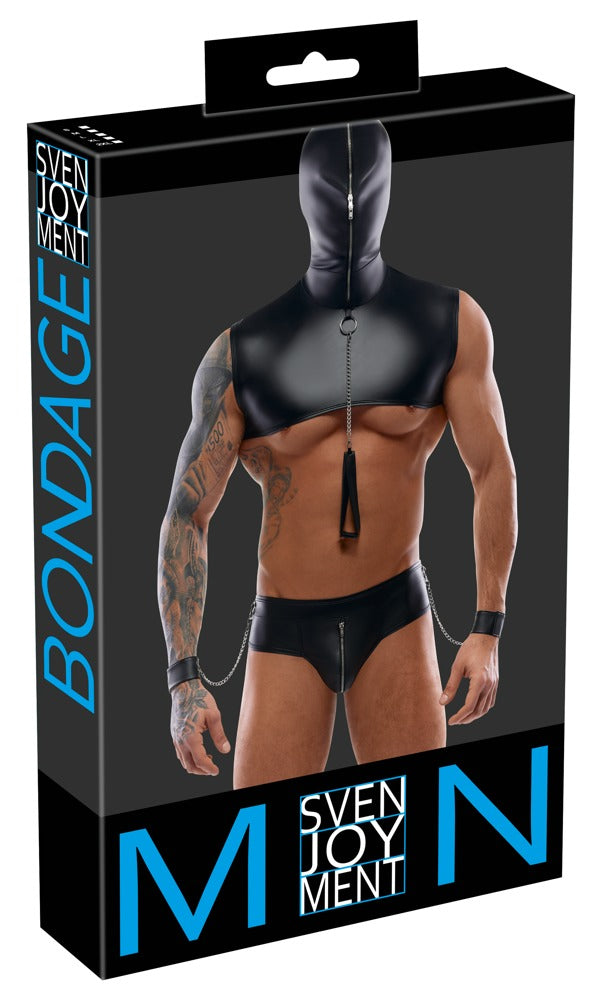 Men's Bondage Set 2XL Svenjoyment - Conjunto Completo con Capucha, Correa y Esposas