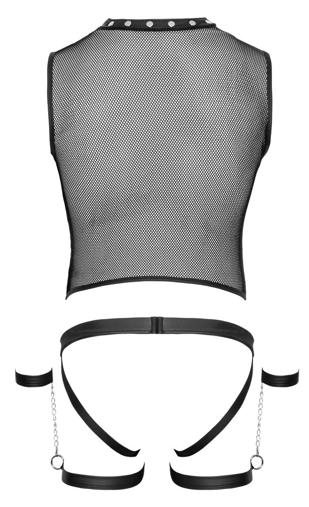 Men's Bondage Set M Svenjoyment - Arnés Malla con Esposas