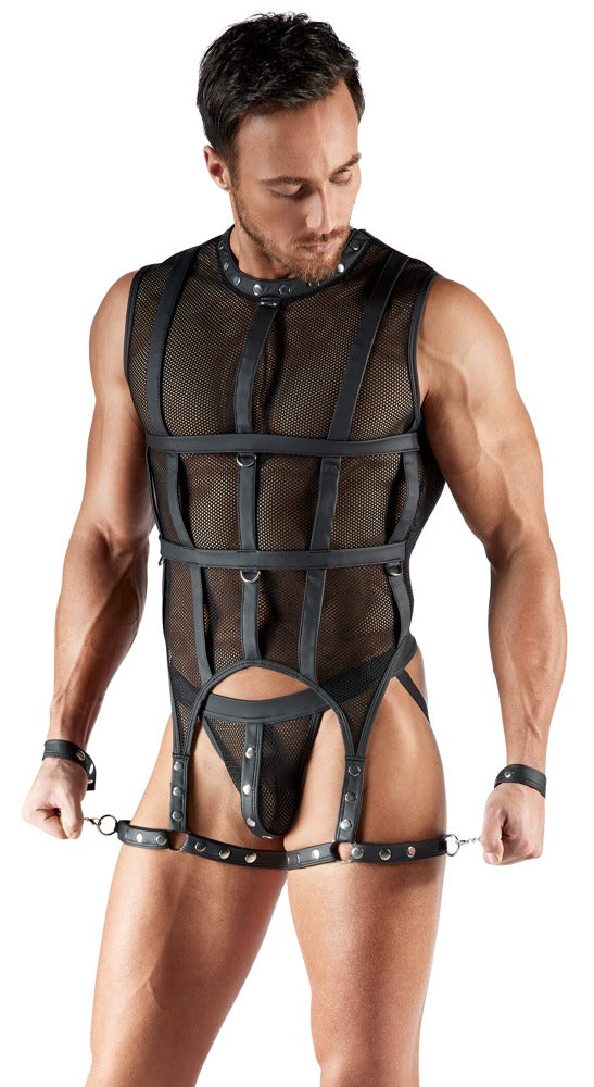 Men's Bondage Set M Svenjoyment - Arnés Malla con Esposas