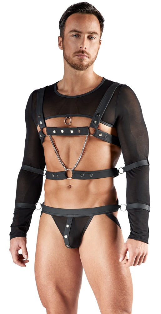 Men's Bondage Set S Svenjoyment - Conjunto Arnés y Esposas Negro