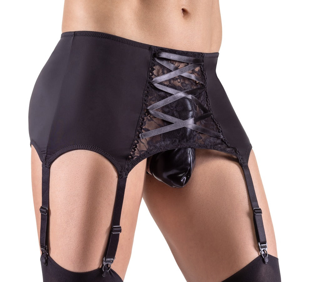 Men's Suspender Belt L - Liguero de Microfibra con Encaje Svenjoyment