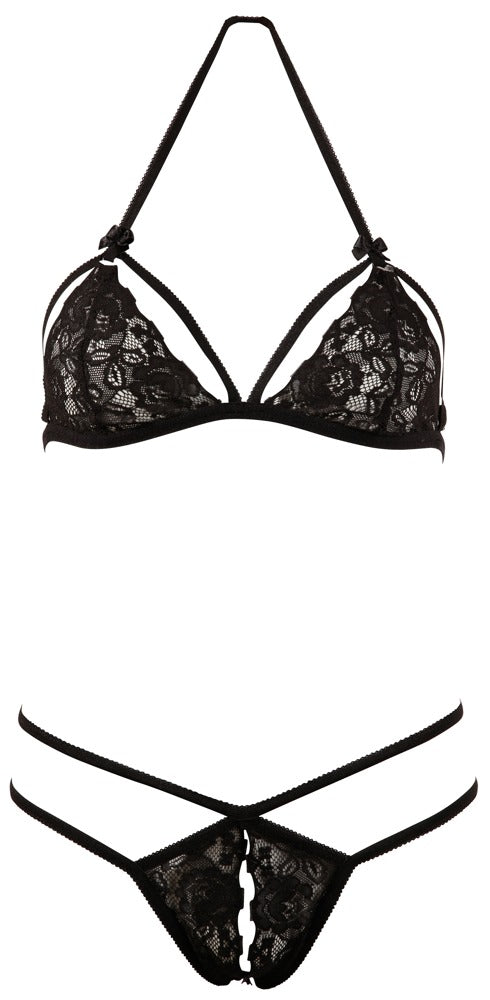 Lace Set Black L - Sujetador y Tanga de Encaje Cottelli