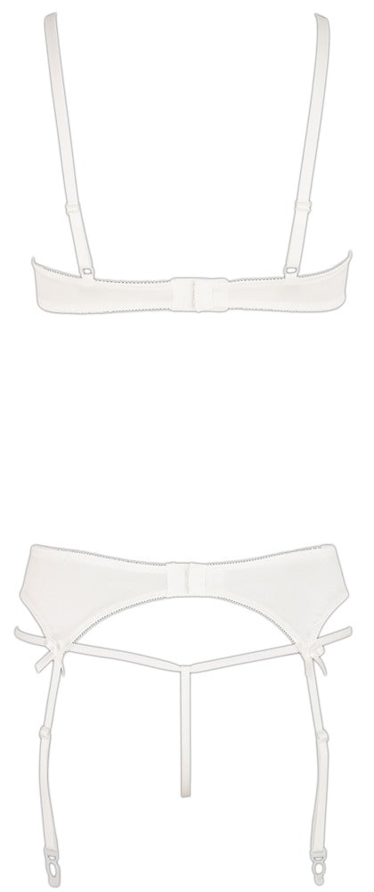 Bra Set White 85B/L - Conjunto de Lencería Encaje Abierta Fina