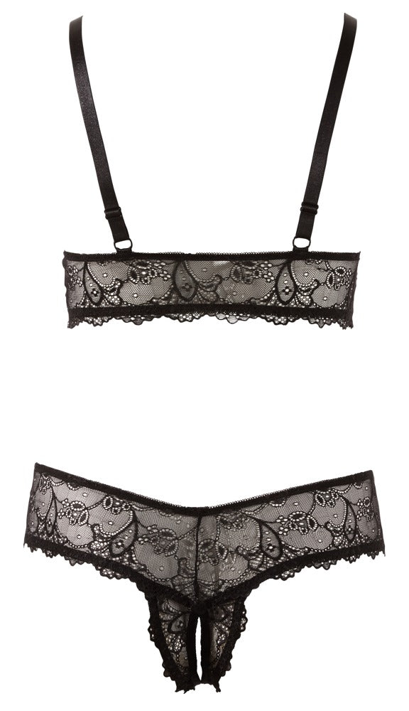 Sujetador y Tanga Cottelli Curves Encaje Negro Talla 4XL