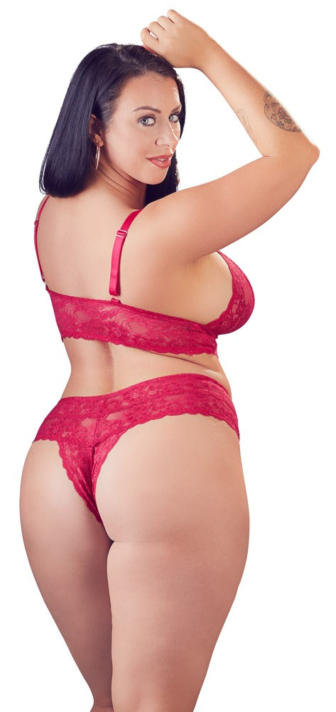 Conjunto Sujetador y Braguita Cottelli Curves Talla 4XL - Encaje Rojo