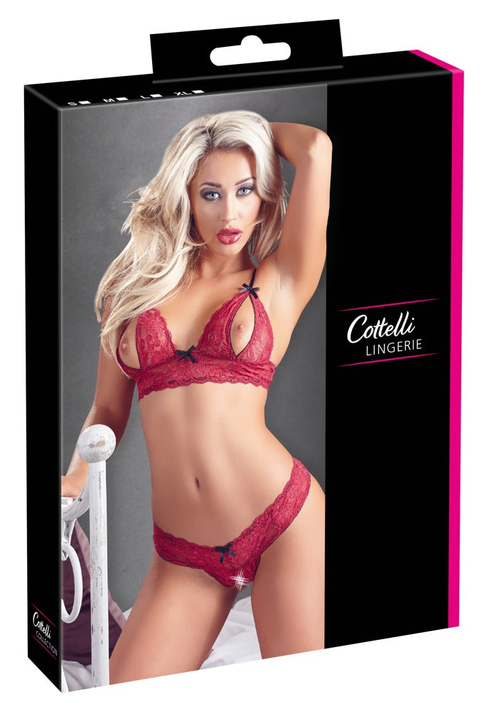 Cottelli Lingerie Bra Set L - Conjunto Seductor de Encaje con Copas Abiertas