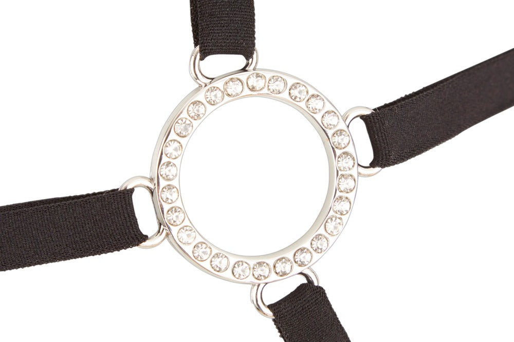 Suspender Set with Gems S - Conjunto Liguero Encaje Negro con Estrás