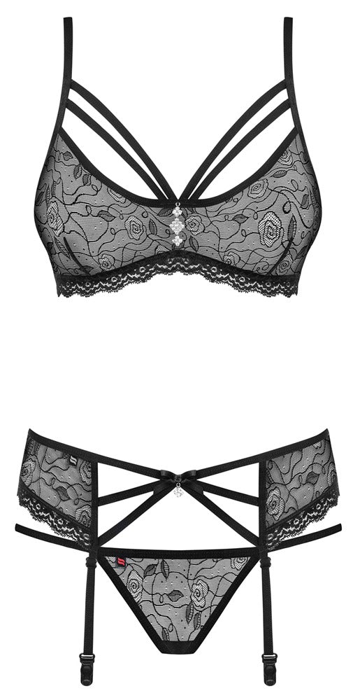 Obsessive Bra Set - Conjunto de Lencería Elegante con Liguero L/XL